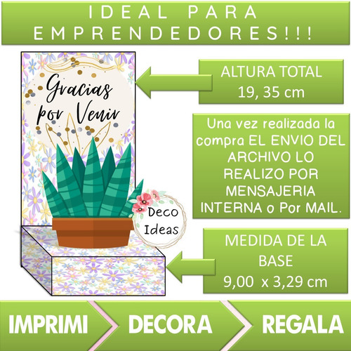 Imagen 2 de 4 de Kit Imprimible 01 Caja Porta Maceta Frase Gracias Por Venir