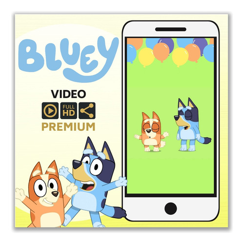 Video Invitación Animada Bluey (con Foto) Y Bingo!