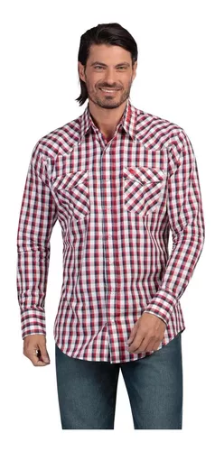 Camisa Regular Fit Manga Larga Wrangler Hombre 647 rojo M WRANGLER