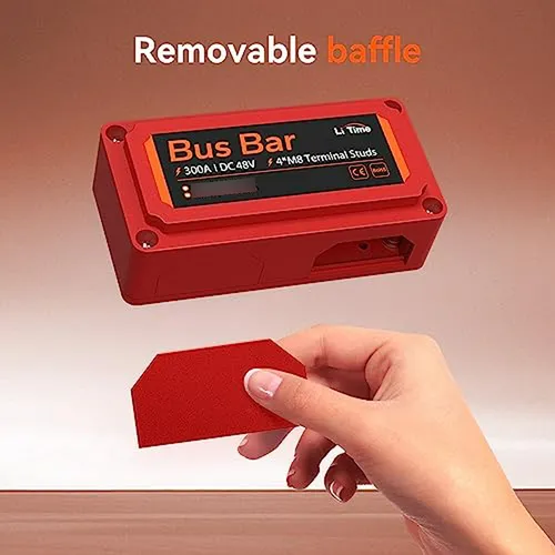 Barra Colectora Litime 300a Roja Con 4 Terminales M8 Para Ba