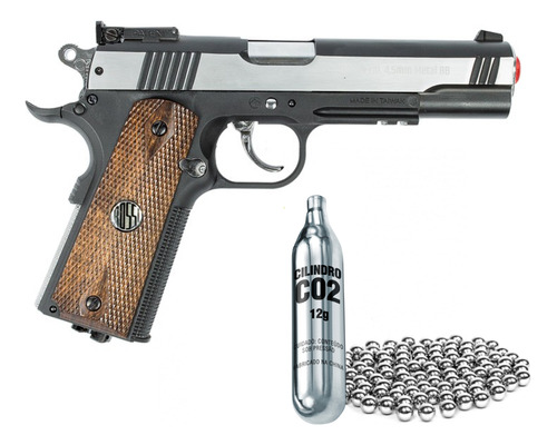 Pistola Co2 Rossi Colt 1911 Airgun 4.5mm Slide Metal 425fps