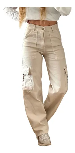 Pantalon Cargo Jean - Beige Y Chocolate