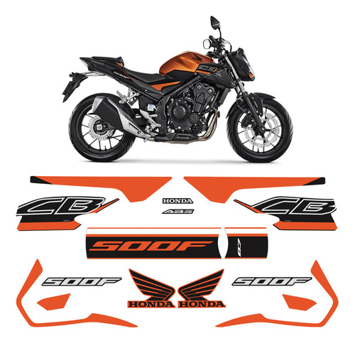 Kit Adesivos Para Cb 500f 2020/2021 Honda Moto Laranja