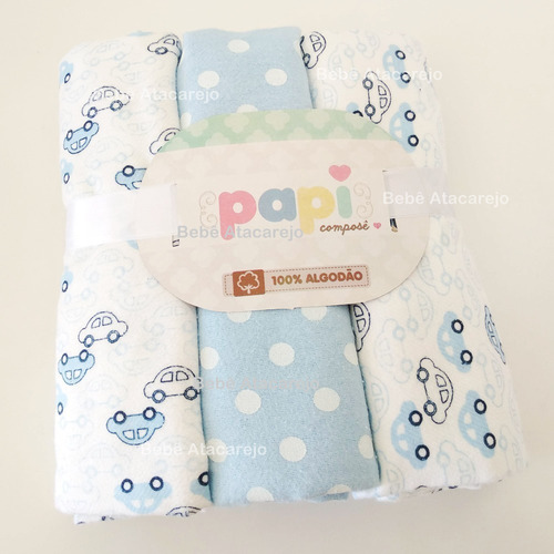 Manta Cueiro Flanelado Bebê Menina Ou Menino Kit 3 Unidades