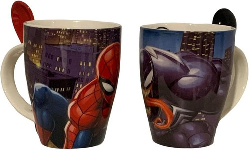 Juego Dos Tazas Con Cuchara De Cerámica Spiderman & Vernom