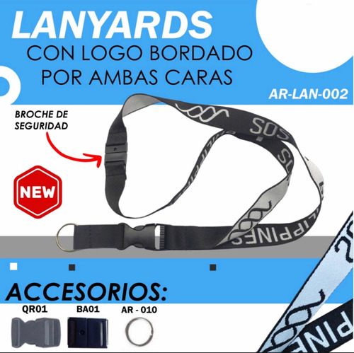 Cinta Llaveros Lanyard Material Pop Y Logo Bordado Importada