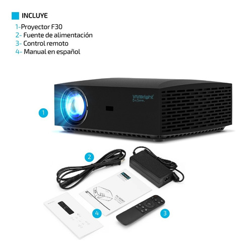 Imagen 4 de 9 de Proyector Portatil 8000 Lumenes Vivibright 1080p Led