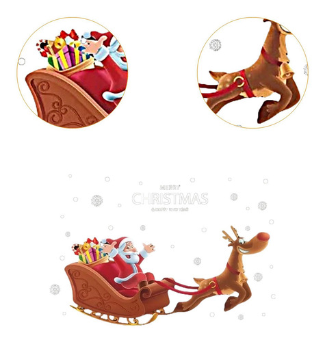 Calcomanías Navideñas Para Ventanas, Con Trineo 82x56cm