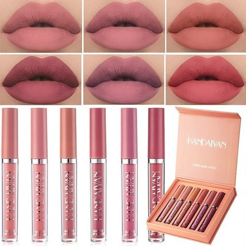 6pcs Set Cosmético Labio Mate Lápiz Labial De Larga