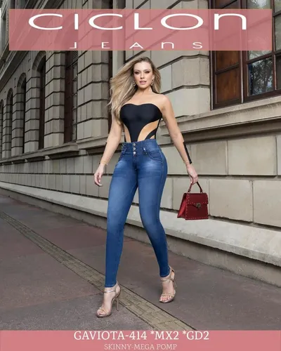 Jeans Mujer Pantalón Colombiano Mezclilla Strech Push Up 139