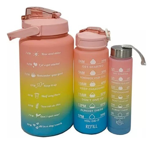 Combo De 3 Termos De Agua Botellas Motivacionales Fitness