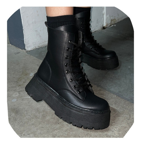 Borcegos Mujer Botas Plataforma Negro Comodos Egeow Araquina