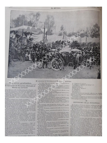 Nota Prensa Antigua 1896 Concurso De Bicicletas