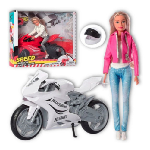 Juguete Muñeca Motocicleta Y Accesorios Para Niñas