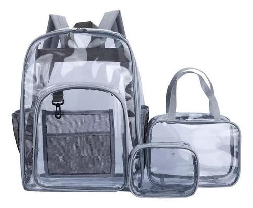 Mochila Transparente De Pvc Grand Capacity Simple, 3 Pieces