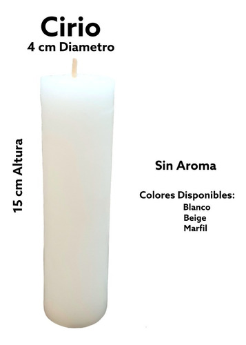 Cirios Velas Decorativos Lisos (4x15cm) 25pz Sin Aroma