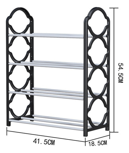 Zapatera Minimalista 4 Niveles Rack Organizador De 8 Pares Negro
