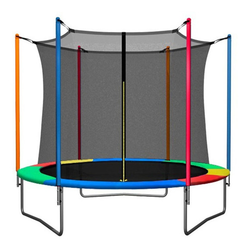 Imagen 1 de 1 de Cama elástica Femmto TPL08FT00 con diámetro de 2.44 m, color del cobertor de resortes multicolor y lona negra