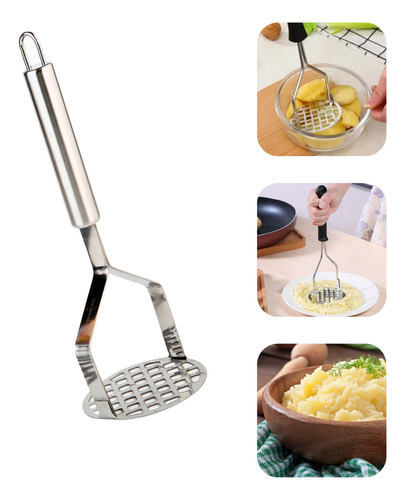 Amassador Espremedor De Batatas Legumes Manual Cabo Aço Inox