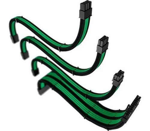 Cabo Extensor Sleeved Para Fonte Rise Mode (kit Black/green)