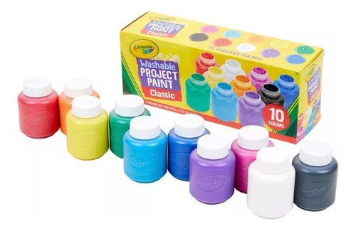  Tempera Escolar Crayola Lavable Para Niños 10 Colores