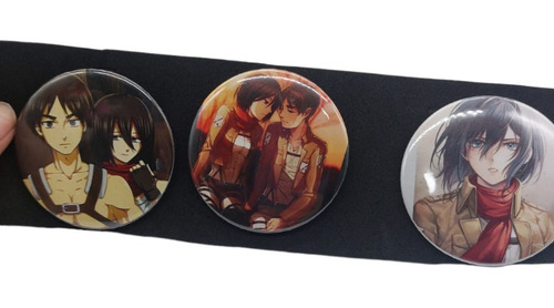 Pack X3 Pins Pines Attack On Titan Eren Y Mikasa 