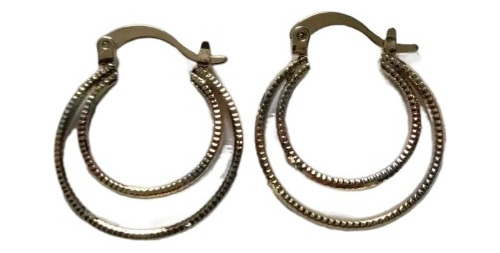 Aretes Arracadas Oro Laminado 14k Doble Capa