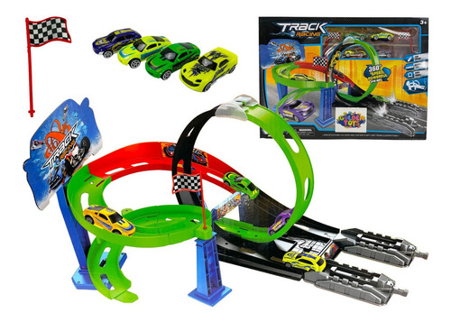 Pista De Carreras De Autos Track Racing Juguete Para Niño Color Verde