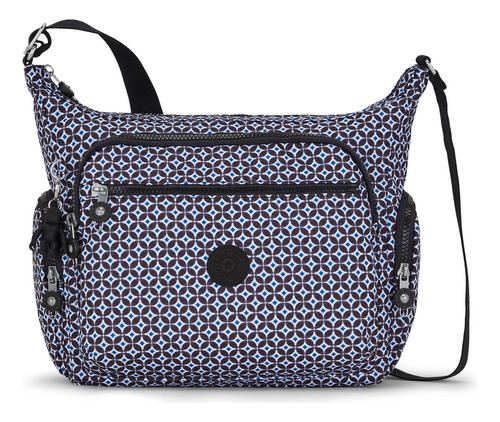 Bolsa  Crossbody Kipling Gabbie Diseño Estampado De Nylon  Blackish Tile Con Correa De Hombro Negra Asas Color Negro Y Herrajes Nickel