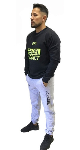 Imagen 1 de 4 de Buzo Padel Addict + Pantalón Padel Negro Talles Especiales 