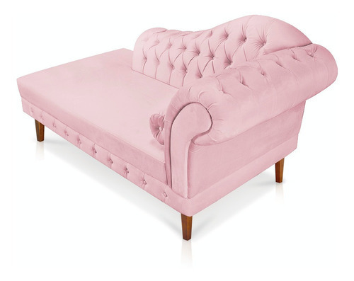 Divã Recamier Mônaco 165 Cm Suede Pés Chanfrado D'rossi Cor Rosa bebê