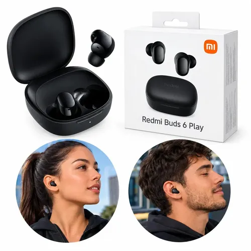 Fone de ouvido Bluetooth Xiaomi Redmi Buds 6 Play Original Preto