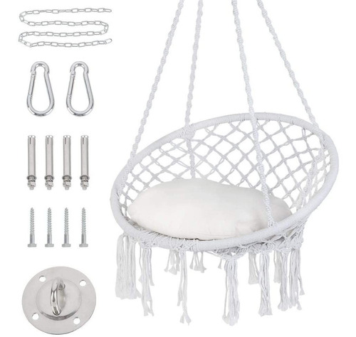 Hamaca Colgante Macramé Columpio Con Cojín