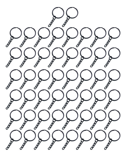 2 X 50x Llaveros Con Cadena Llavero Anillos Conjunto 1 Negro