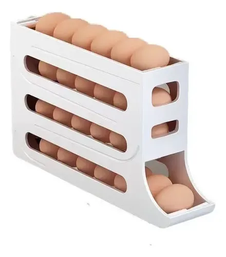 Porta Ovos Deslizante MR. Ogro de 4 Andares Branco para 28 Ovos