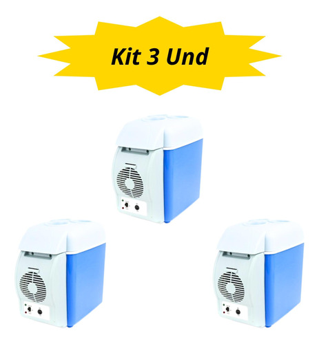 Kit 3 Und Mini Geladeira Portátil Auto 7.5 Lts 12v Plástico