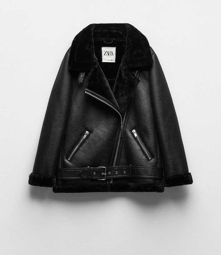 Campera Cazadora Símil Cuero Zara