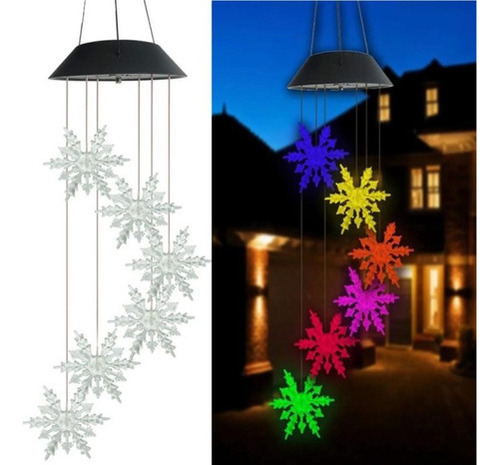 Colgante Estrellas Nieve Solar Colores Para Exterior Jardin