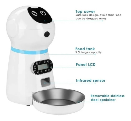 Imagen 8 de 10 de Robot Alimentador Automático Para Mascotas Dispensador