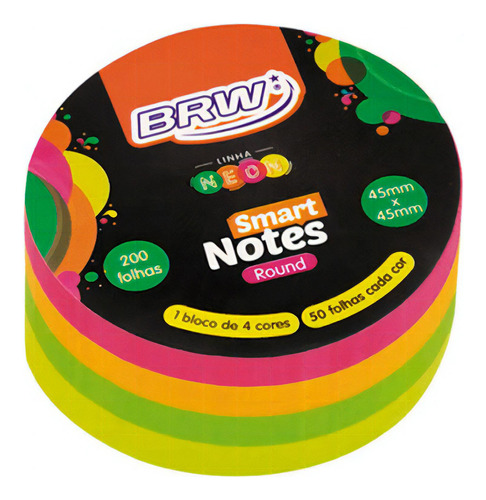 Bloco De Anotações 45x45mm Neon Smart Notes 200 Folhas