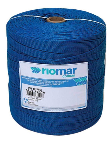 Corda Pe Pesca Trançada 3mm X 620mts Azul S/ Miolo 