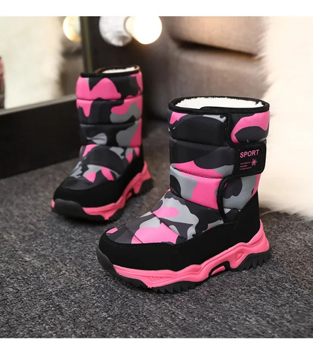 Botas De Nieve De Camuflaje Impermeables Cálidas Para Invier