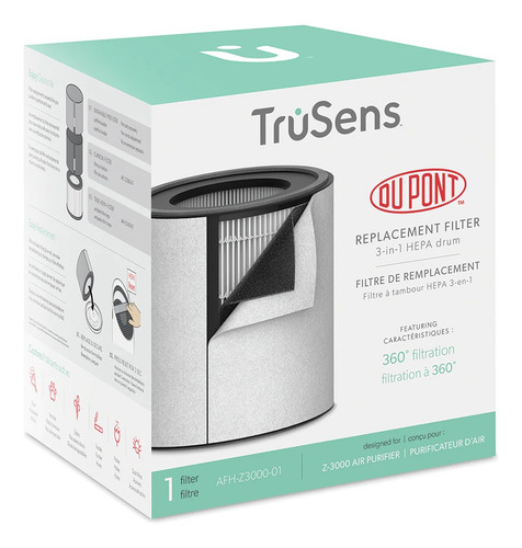 Filtro Hepa 3 En 1 Dupont Para Purificador Z3000 Trusens Color Gris