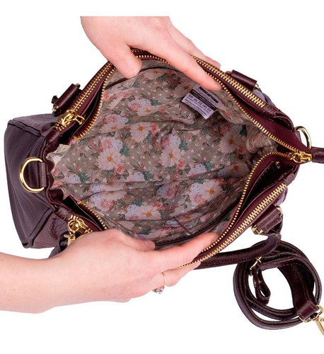 Bolsa De Couro Com Divisórias Tiffy Cor Marsala