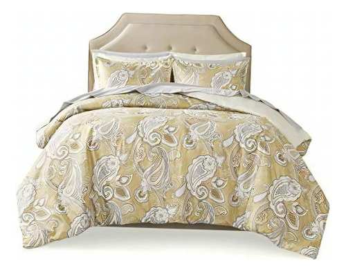 Comfort Spaces Bed In A Bag Trendy Casual Design Cozy Color Sienna, Paisley Wheat