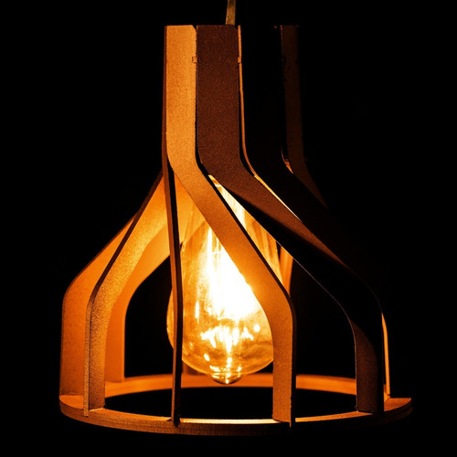 Lustre Luminária Redondo Pendente De Madeira De E-27 21x18cm