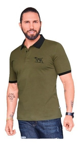 Playera Tipo Polo Cklass 800-85  Hombre Olivo Con Botones