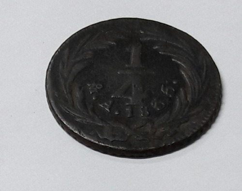 1/4 De Real 1835 D.f. Republica, Cobre Federal. Xf +. (Usado)