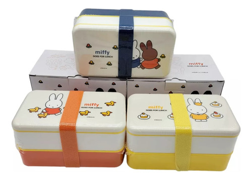 Lunchera Vianda Rectangular Doble Miffy C/ Cubiertos 1200 Ml