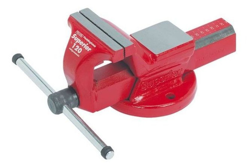 Tornillo de banco Würth PS120 color rojo con base fija y mordaza de 12cm de ancho